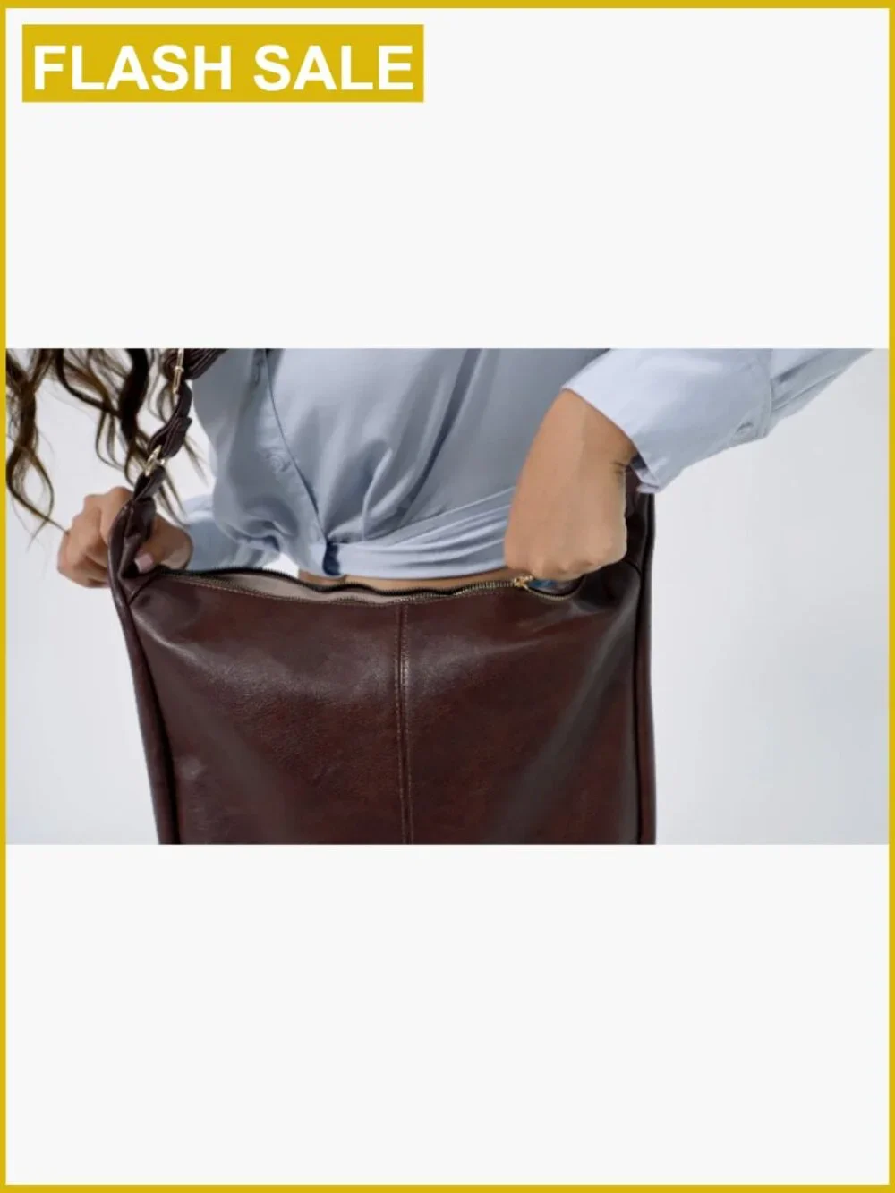Foldable Leather Slouchy Shoulder Bag Crossbody Purse Hobo Tote